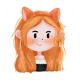 原创手绘可爱女孩头像橙色插画图