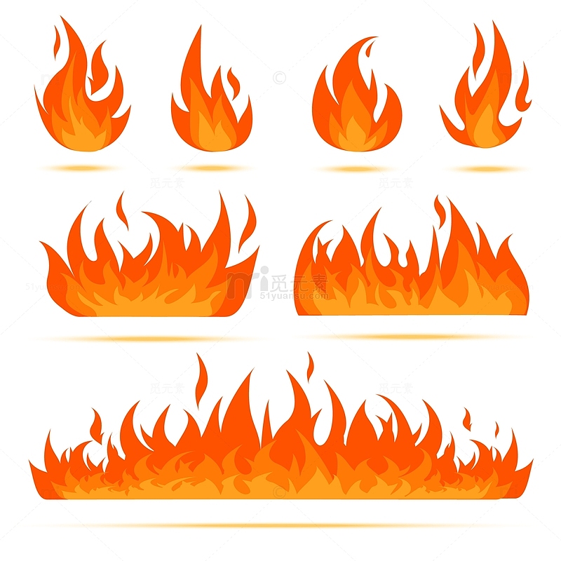 红色简约卡通燃烧火焰装饰图标