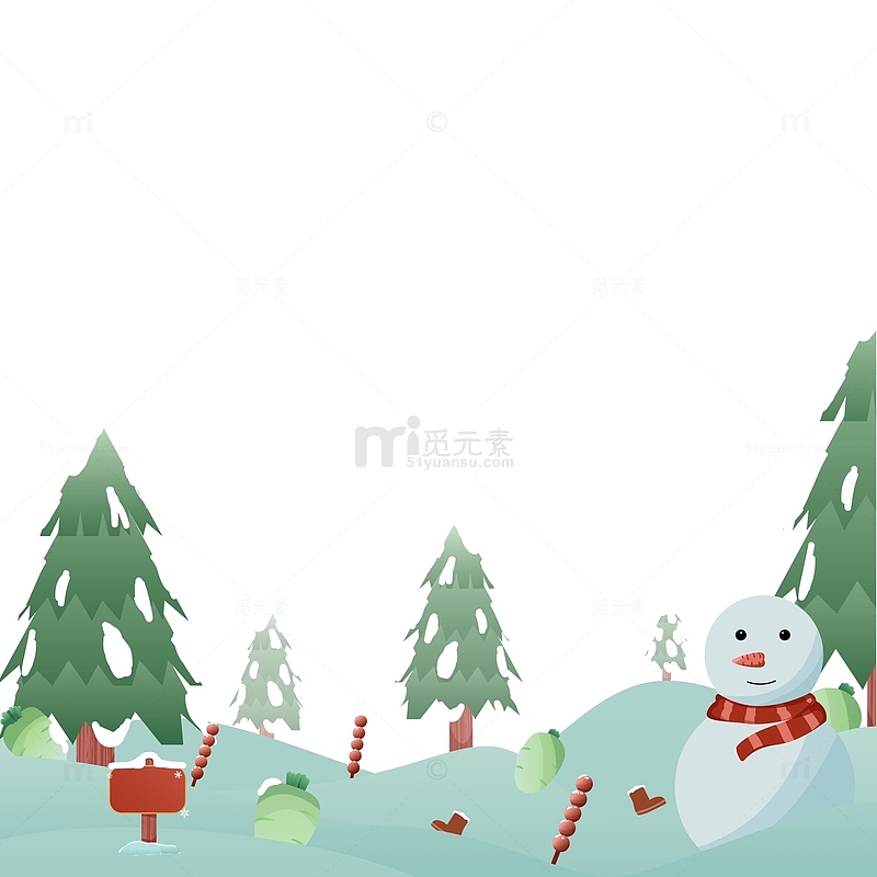 青红色插画风雪地背景冬至小雪大雪