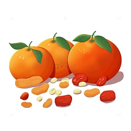 橙色卡通新年零食手绘图