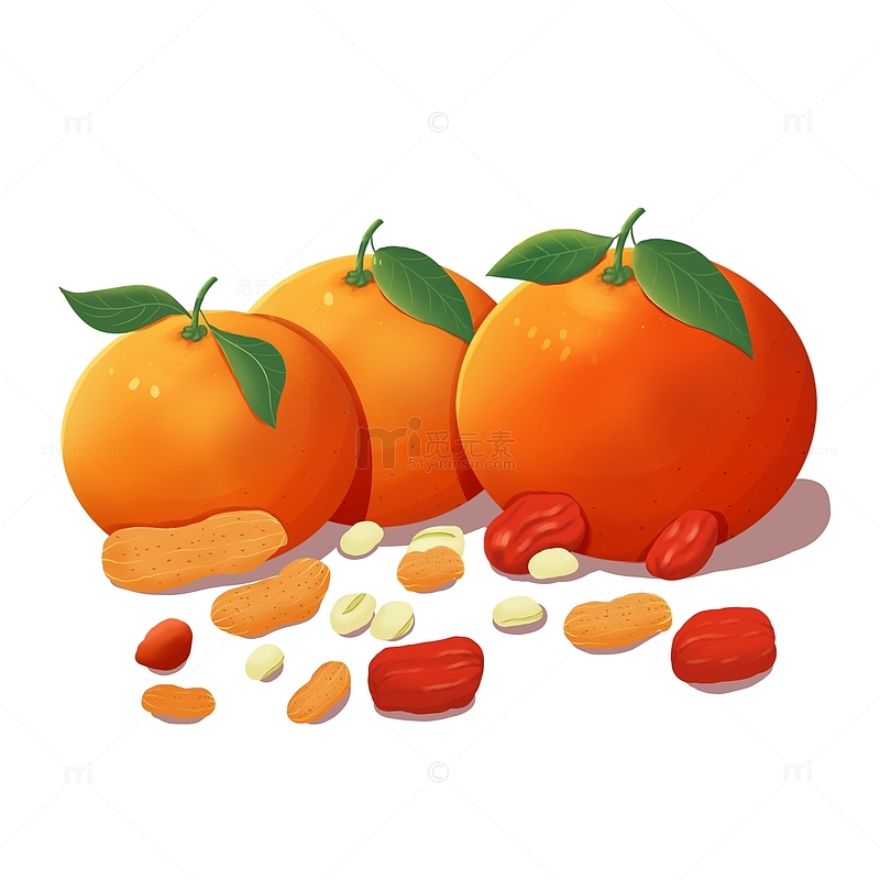 橙色卡通新年零食手绘图