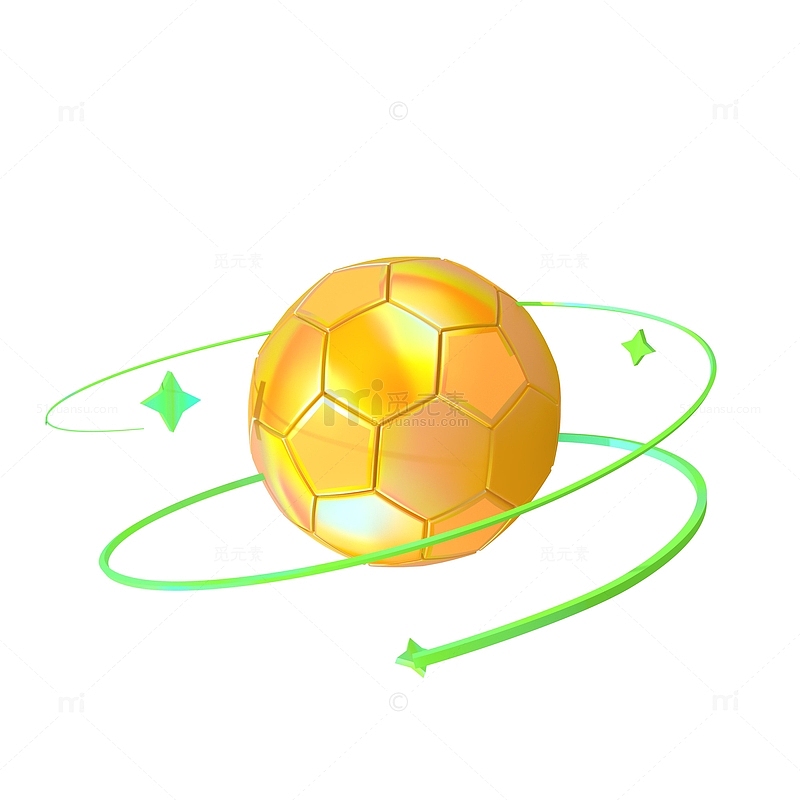 世界杯酸性金色足球3D环绕装饰元素