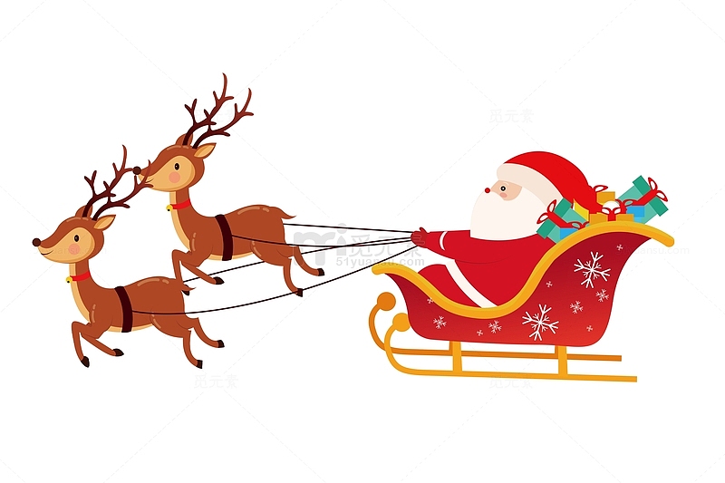 圣诞老人雪橇训麋鹿元素