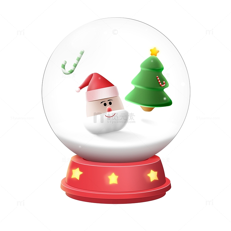红色透明圣诞精品雪人圣诞树手杖水晶球