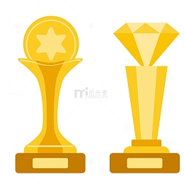 年终总结奖杯奖牌矢量元素
