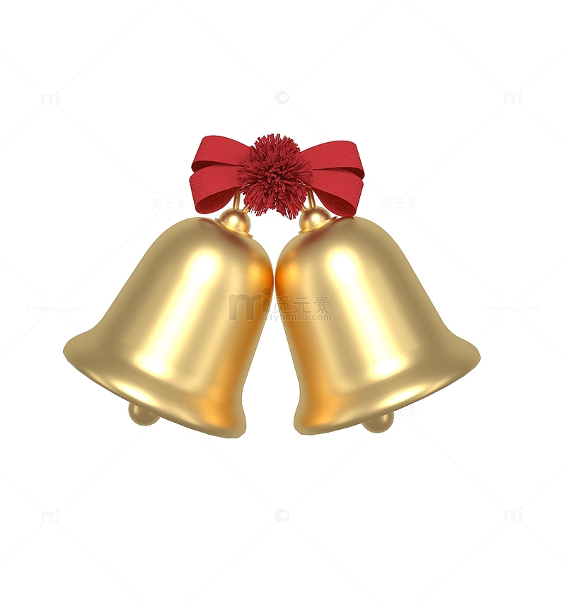 金色圣诞铃铛圣诞节装饰元素PNG免抠图