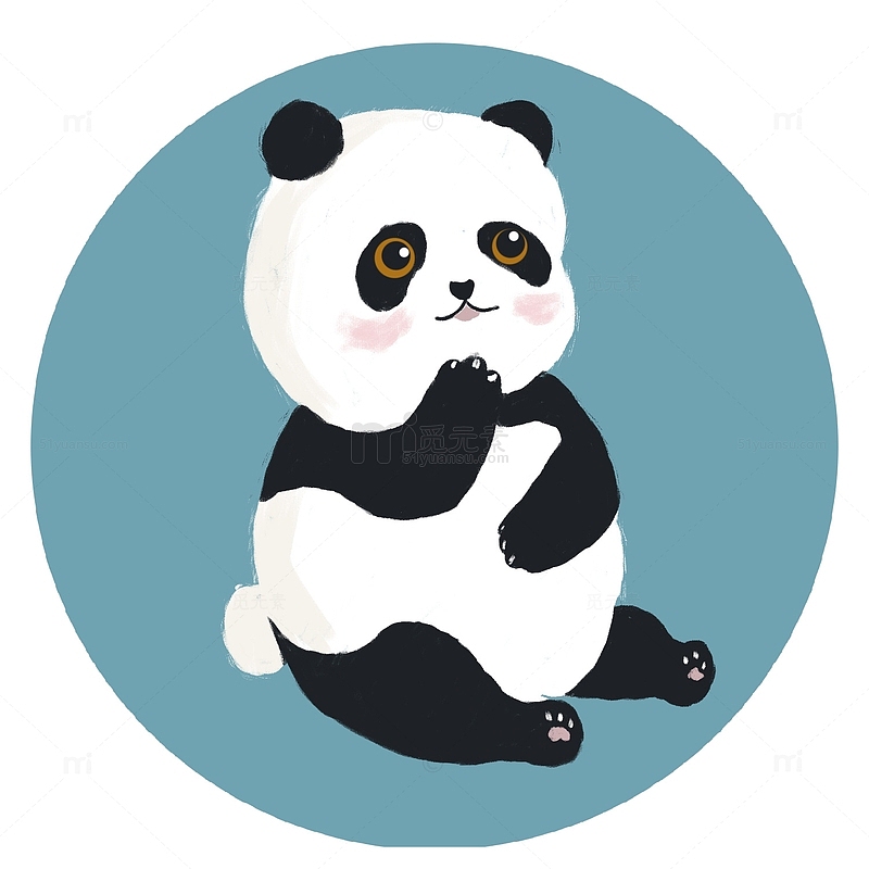 黑白简约风大熊猫手绘图卡通装饰