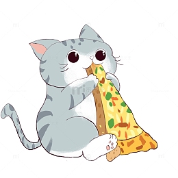 手绘猫贪吃猫猫咪披萨