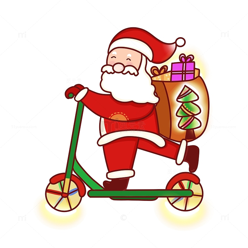 圣诞老人骑车送礼物