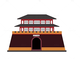 手绘历史古城元素