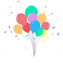简约扁平气球彩带漂浮元素