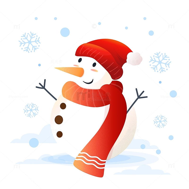 卡通可爱冬季堆雪人装饰插画矢量图