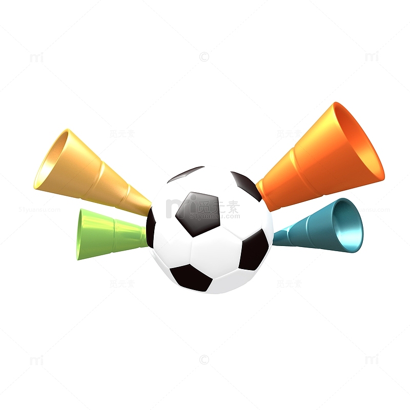世界杯足球喝彩喇叭3D元素装饰