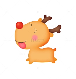 棕黄可爱插画麋鹿圣诞节主题元素