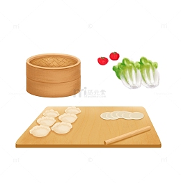 冬至春节过年包饺子手绘元素