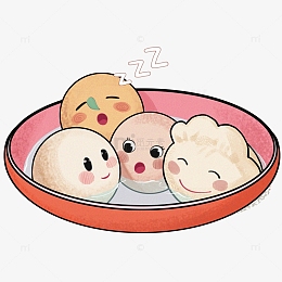 冬至饺子汤圆可爱插画