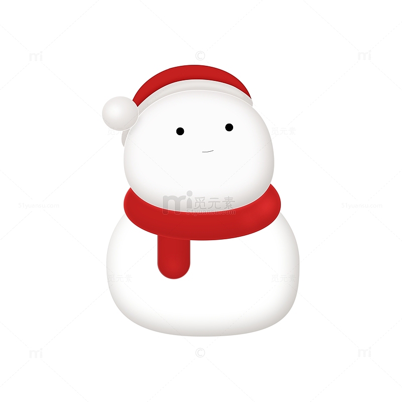 白色小清新可爱雪人插画圣诞节冬天元素