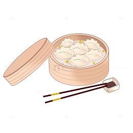 蒸笼蒸饺子冬至饺子手绘元素
