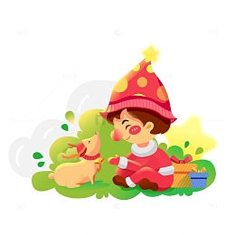 小清新扁平化圣诞节平安夜圣诞老人驯鹿插画