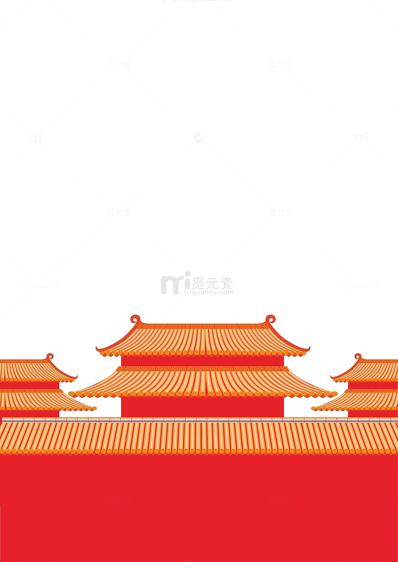 中国风红墙插画