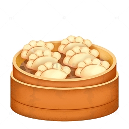 橙色蒸饺冬至手绘元素