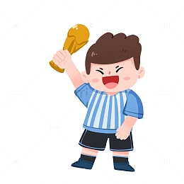 世界杯足球比赛获奖运动员奖杯手绘图