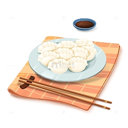新年冬至饺子食物手绘卡通元素