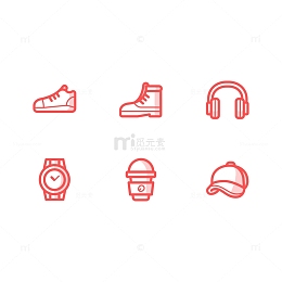 单色线条生活用品互联网APP图标UI