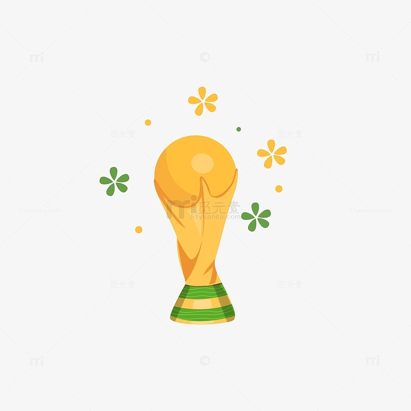 黄色 绿色世界杯奖杯元素