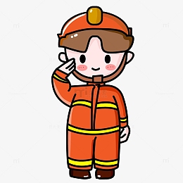 消防小男孩敬礼