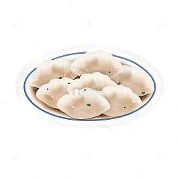 白色卡通手绘冬至饺子