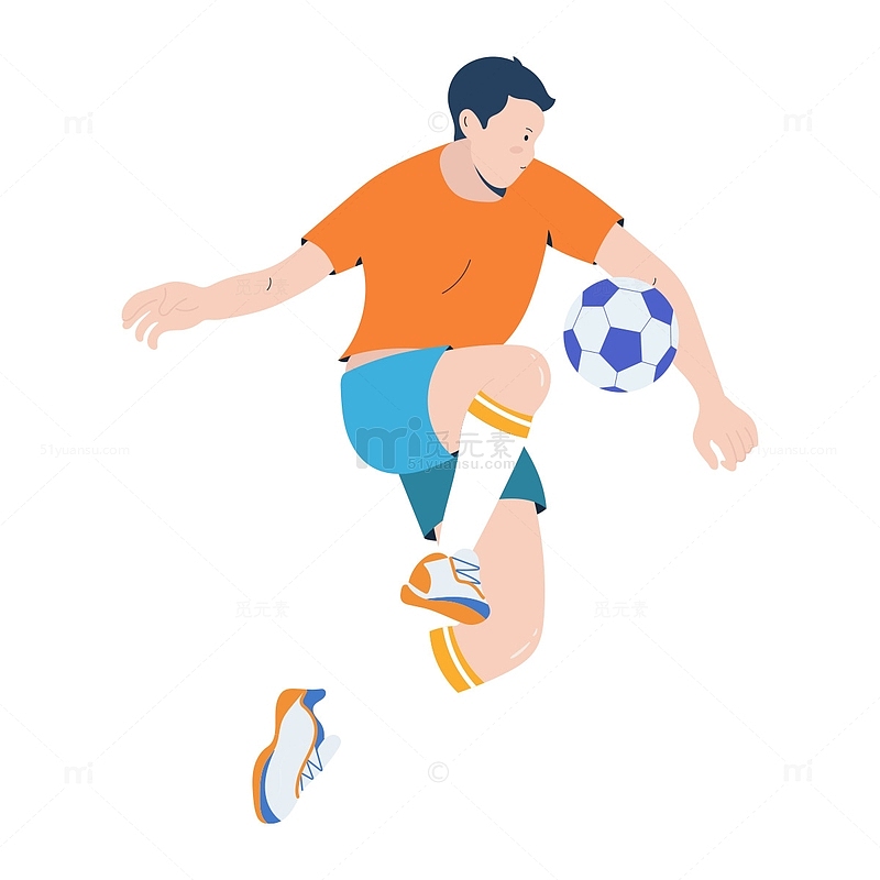 世界杯足球赛踢足球运动员人物插画