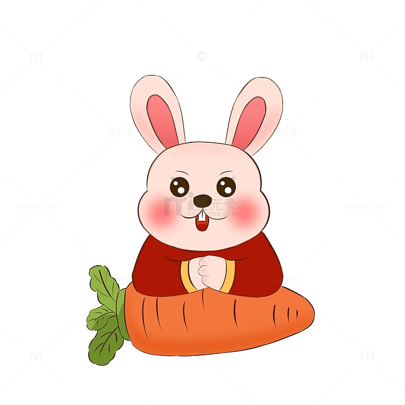 兔年生肖趴胡萝卜的兔子