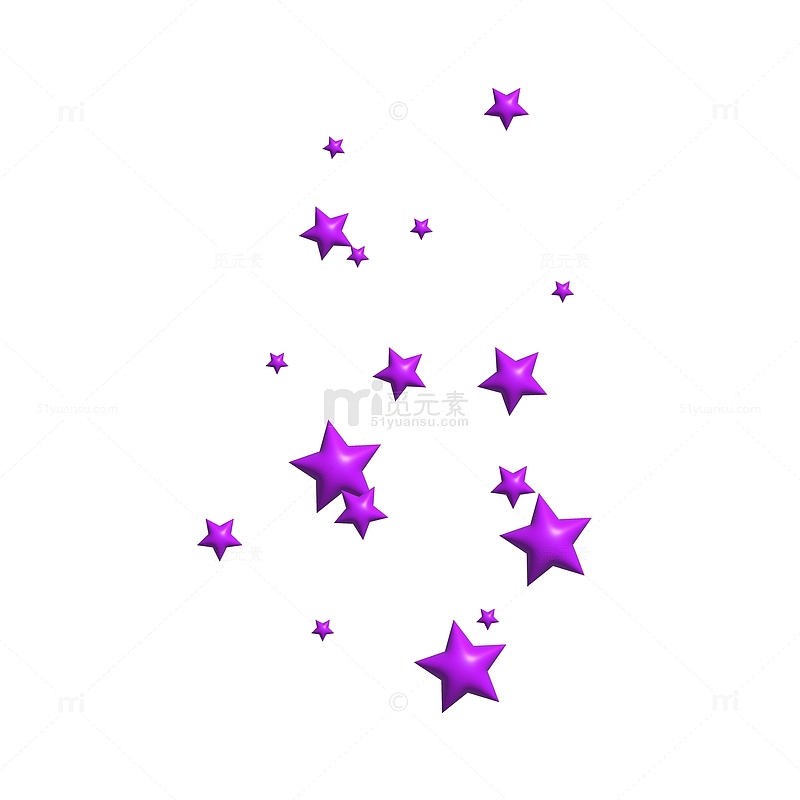 紫色可爱漂浮3D星星元素