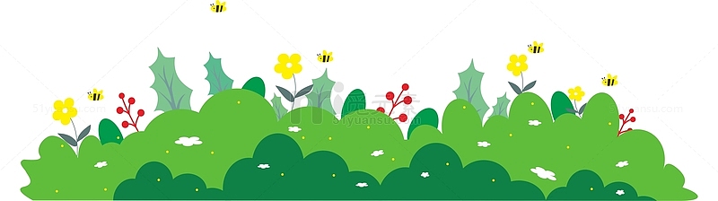 春天绿色户外花草蜜蜂矢量图