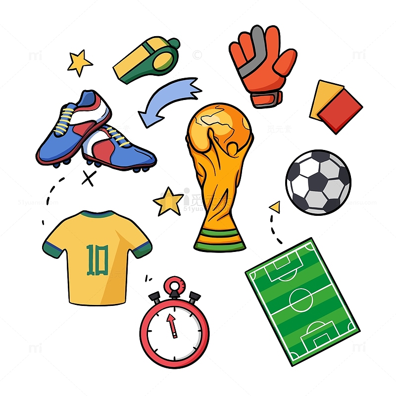 手绘世界杯足球比赛装饰元素