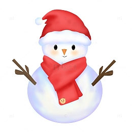 红色圣诞帽可爱雪人冬天元素