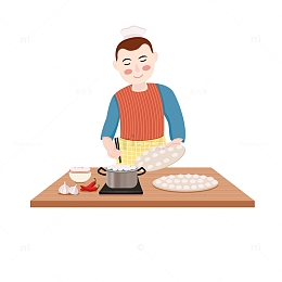 冬至节日煮饺子元素