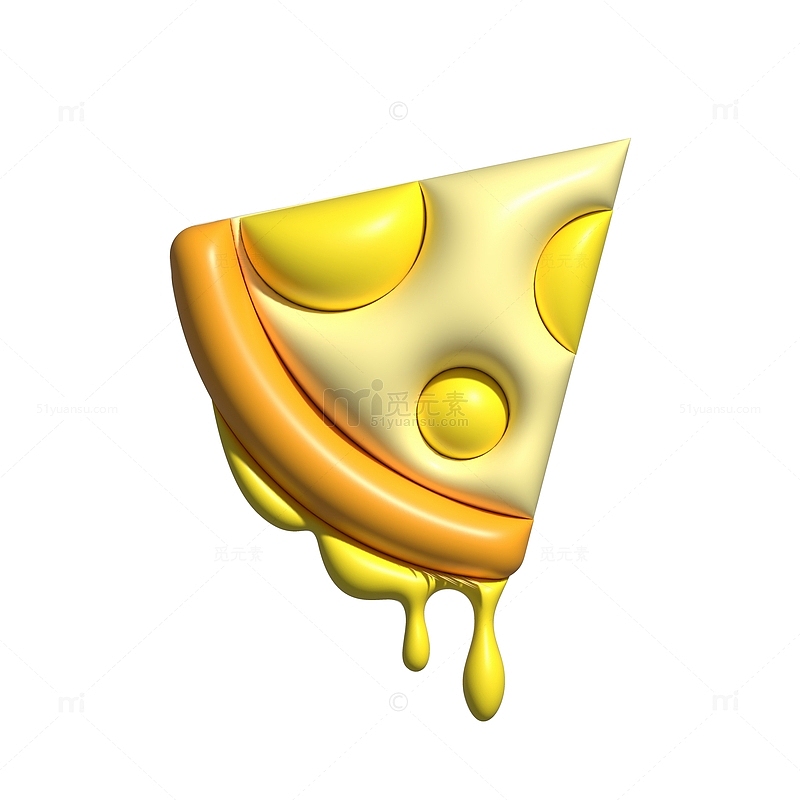 黄色可爱水果披萨3D素材