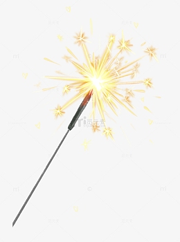 节日活动烟花仙女棒手绘免抠元素