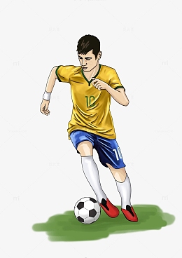 手绘世界杯足球运动员