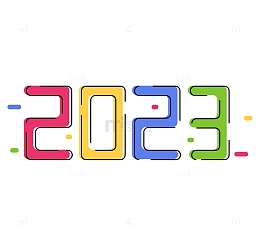 彩色卡通2023艺术字元旦新年艺术字
