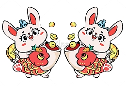 兔子元旦年年有鱼