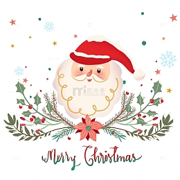 卡通可爱圣诞老人花环标题圣诞精品手绘元素