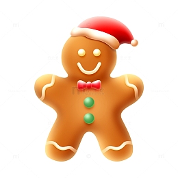 圣诞节元素橙色姜饼人圣诞帽子