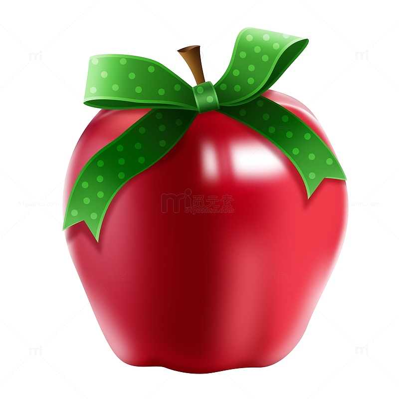 圣诞红色平安果丝带苹果
