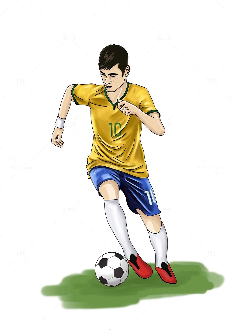 手绘世界杯足球运动员