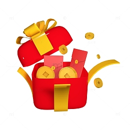 C4D立体红包金币礼包礼盒