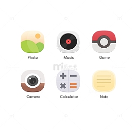 拟物扁平质感手机商务APP图标UI