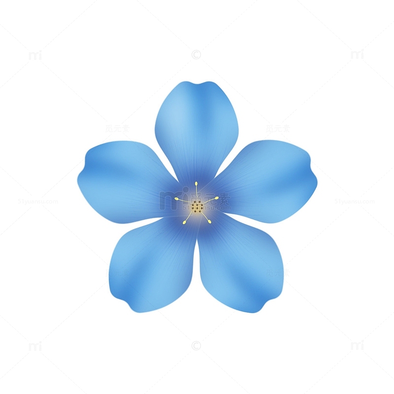 蓝色清新花卉元素